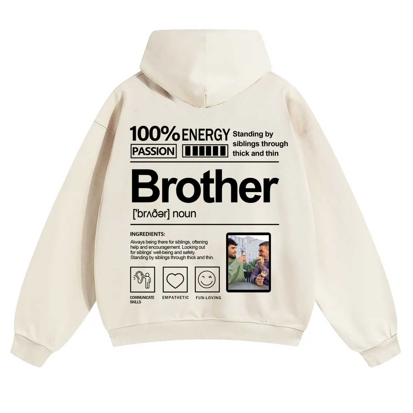 Addcustom Photo Brother Solid Color Hoodie
