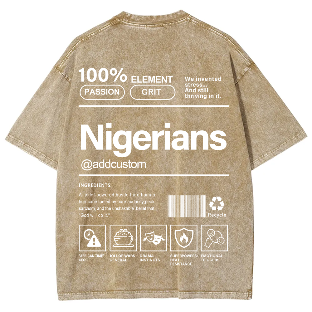Nigerians Addcustom Unisex Fit  Washed T-Shirt