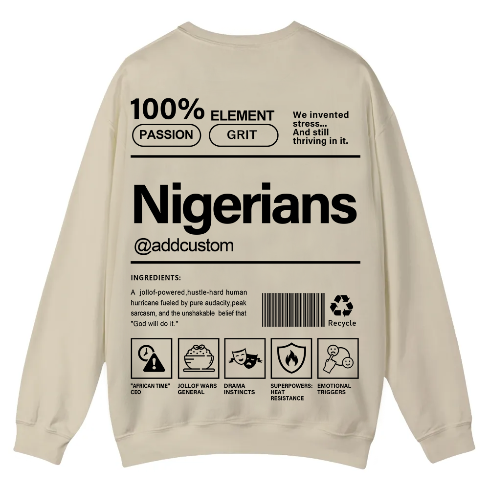 Nigerians Addcustom Unisex Fit  Casual Crewneck Sweatshirt wearishow