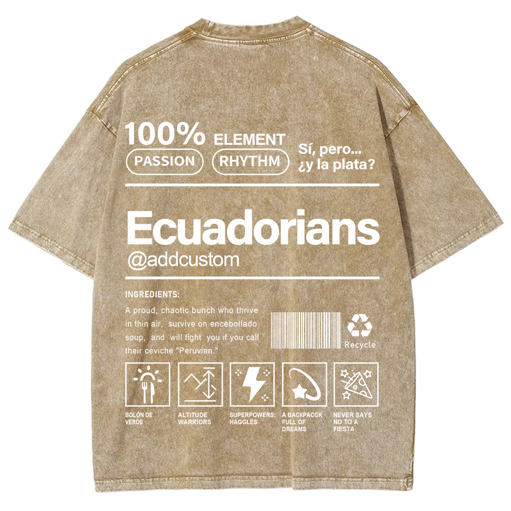 Ecuadorians Addcustom Unisex Fit  Washed T-Shirt