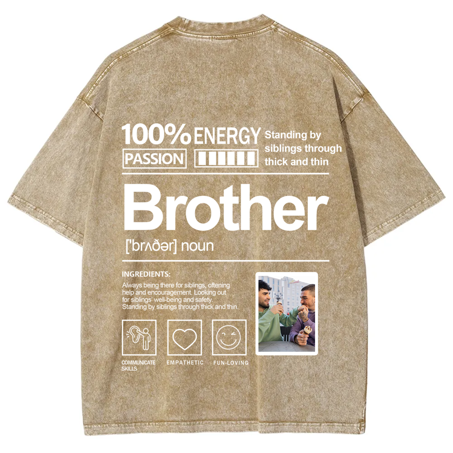 Addcustom Photo Brother Washed T-Shirt