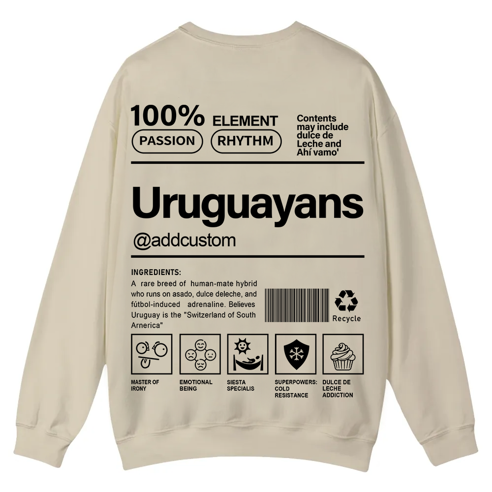 Uruguayans Addcustom Unisex Fit  Casual Crewneck Sweatshirt wearishow