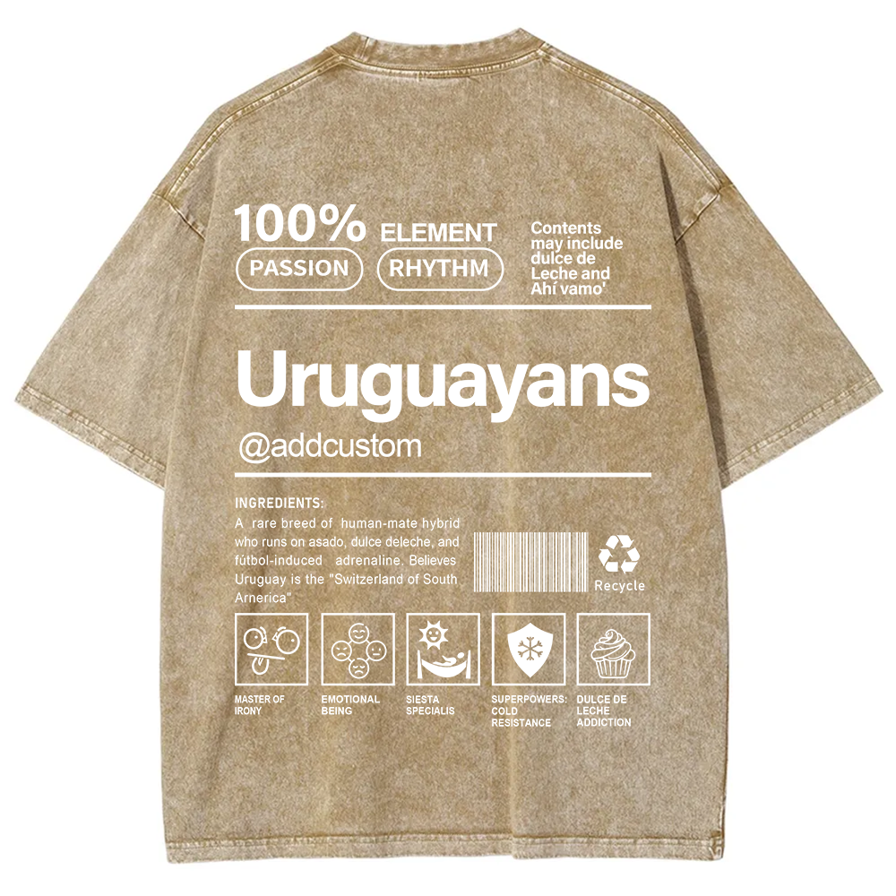 Uruguayans Addcustom Unisex Fit  Washed T-Shirt