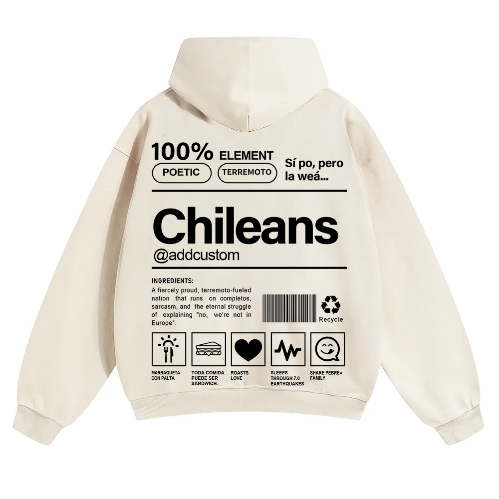Chileans Addcustom Unisex Fit Color Hoodie wearishow