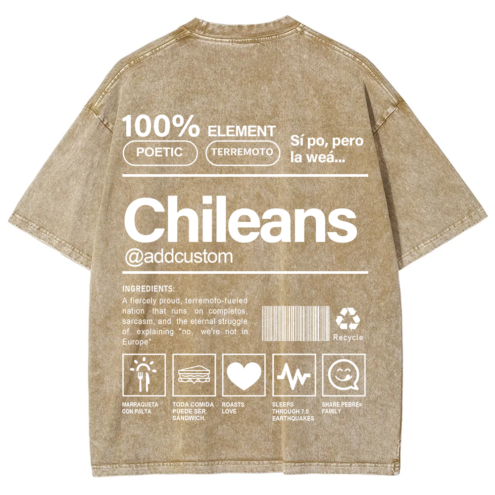 Chileans Addcustom Unisex Fit  Washed T-Shirt