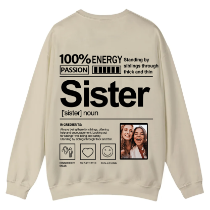 Addcustom  Photo Sister Casual Crewneck Sweatshirt