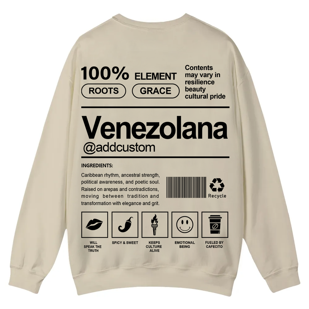 Venezolana Addcustom Unisex Fit  Casual Crewneck Sweatshirt wearishow