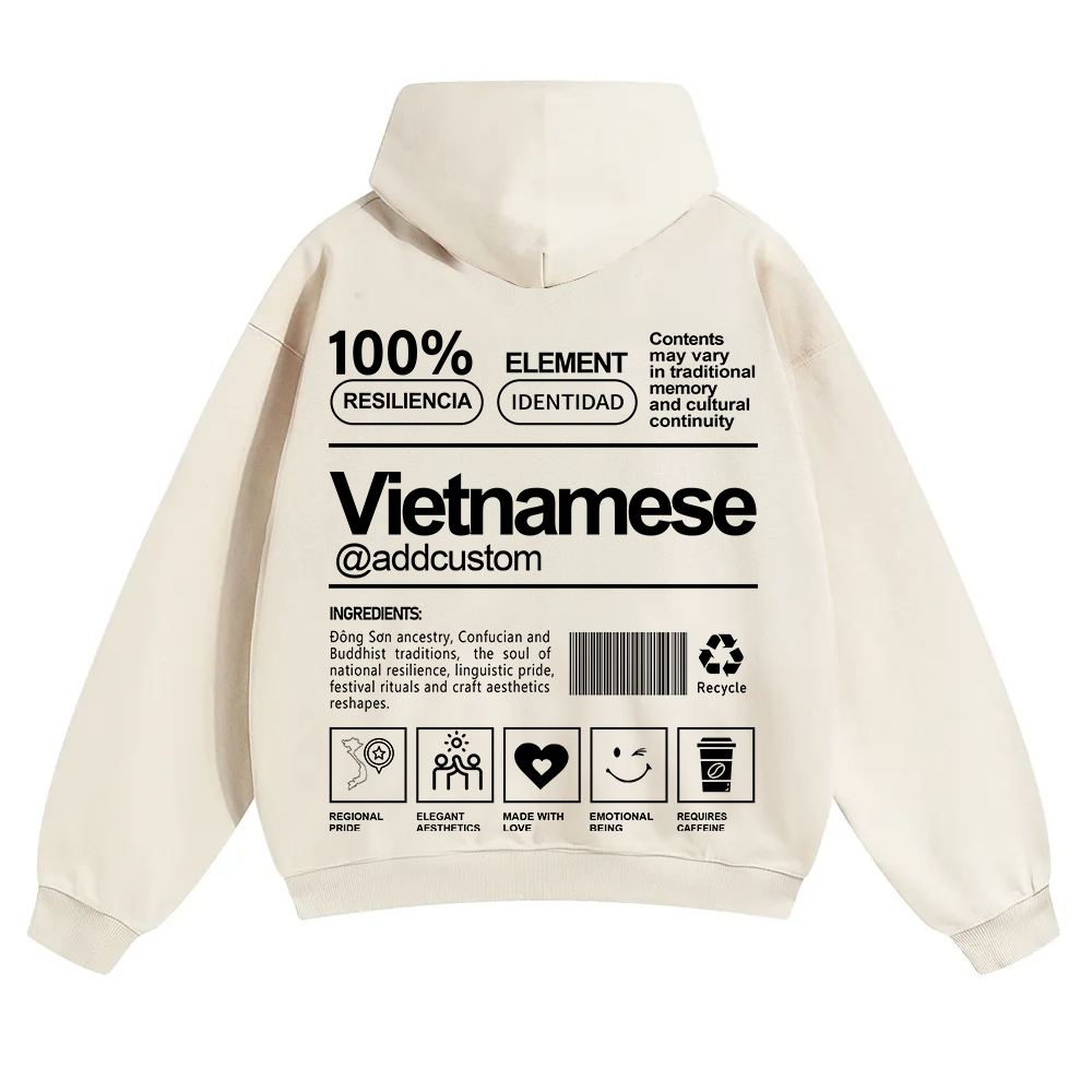 Vietnamese Addcustom Unisex Fit Color Hoodie wearishow
