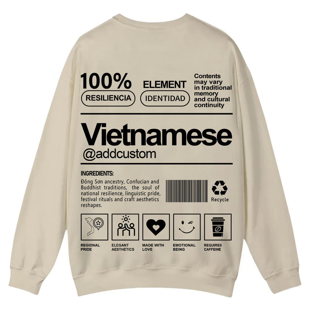 Vietnamese Addcustom Unisex Fit  Casual Crewneck Sweatshirt wearishow