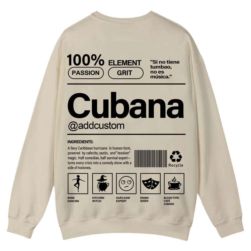 Cubana Addcustom Unisex Fit  Casual Crewneck Sweatshirt wearishow