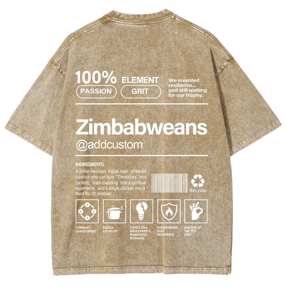 Zimbabweans Addcustom Unisex Fit  Washed T-Shirt