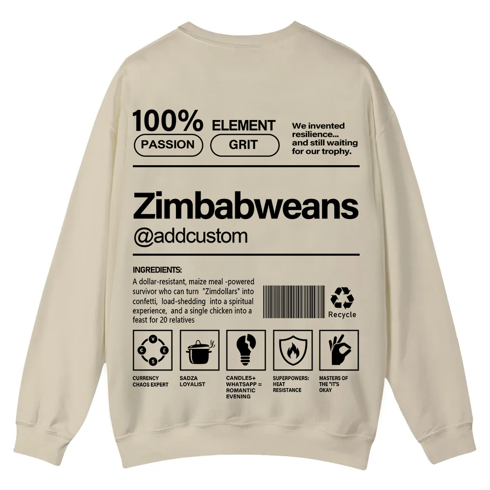Zimbabweans Addcustom Unisex Fit  Casual Crewneck Sweatshirt wearishow