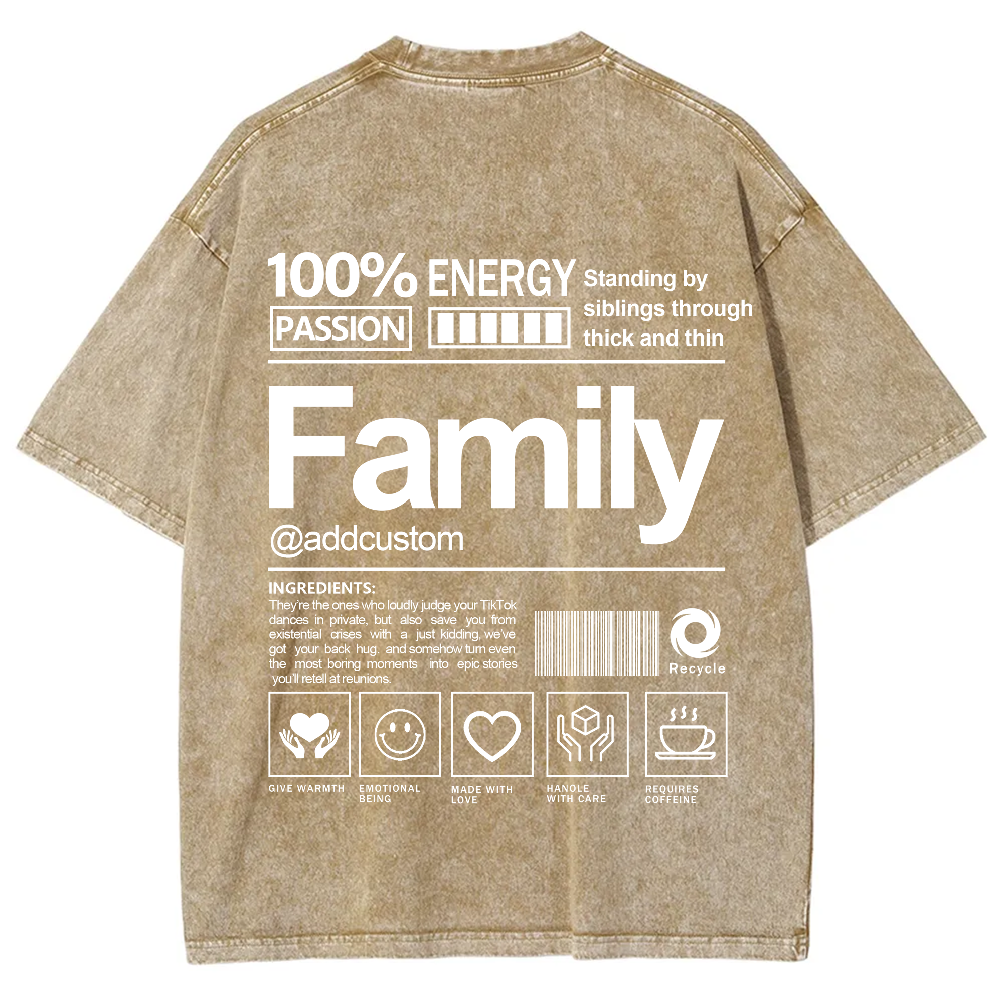 Family Addcustom Washed T-Shirt