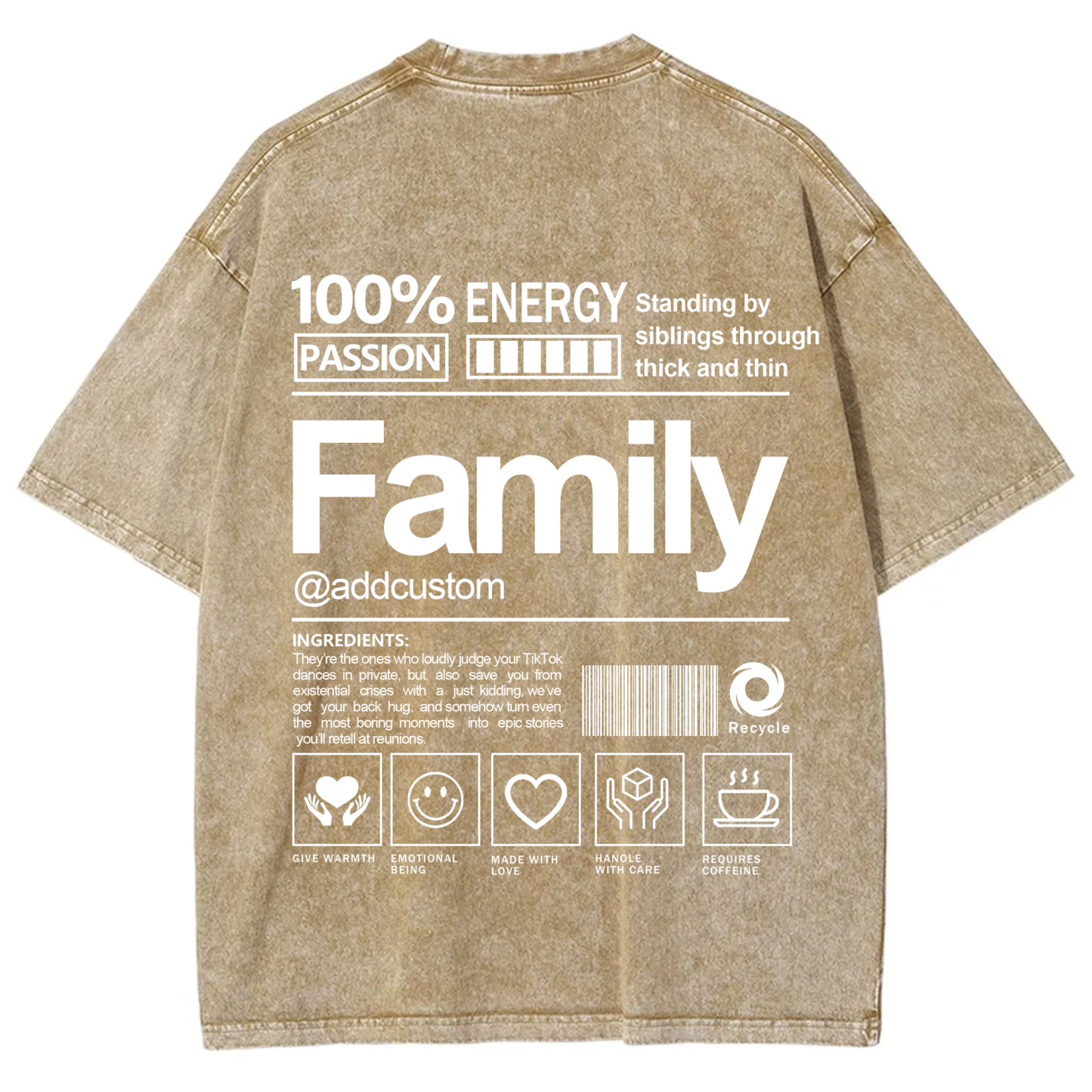 Family Addcustom Washed T-Shirt