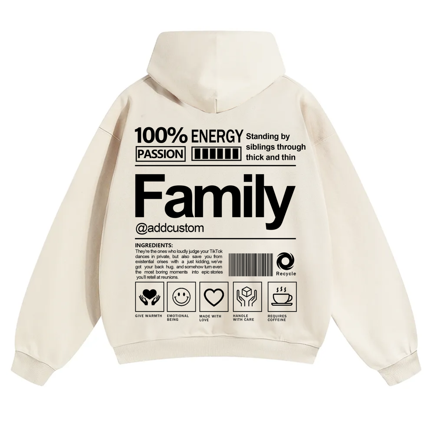 Family Addcustom Solid Color Hoodie