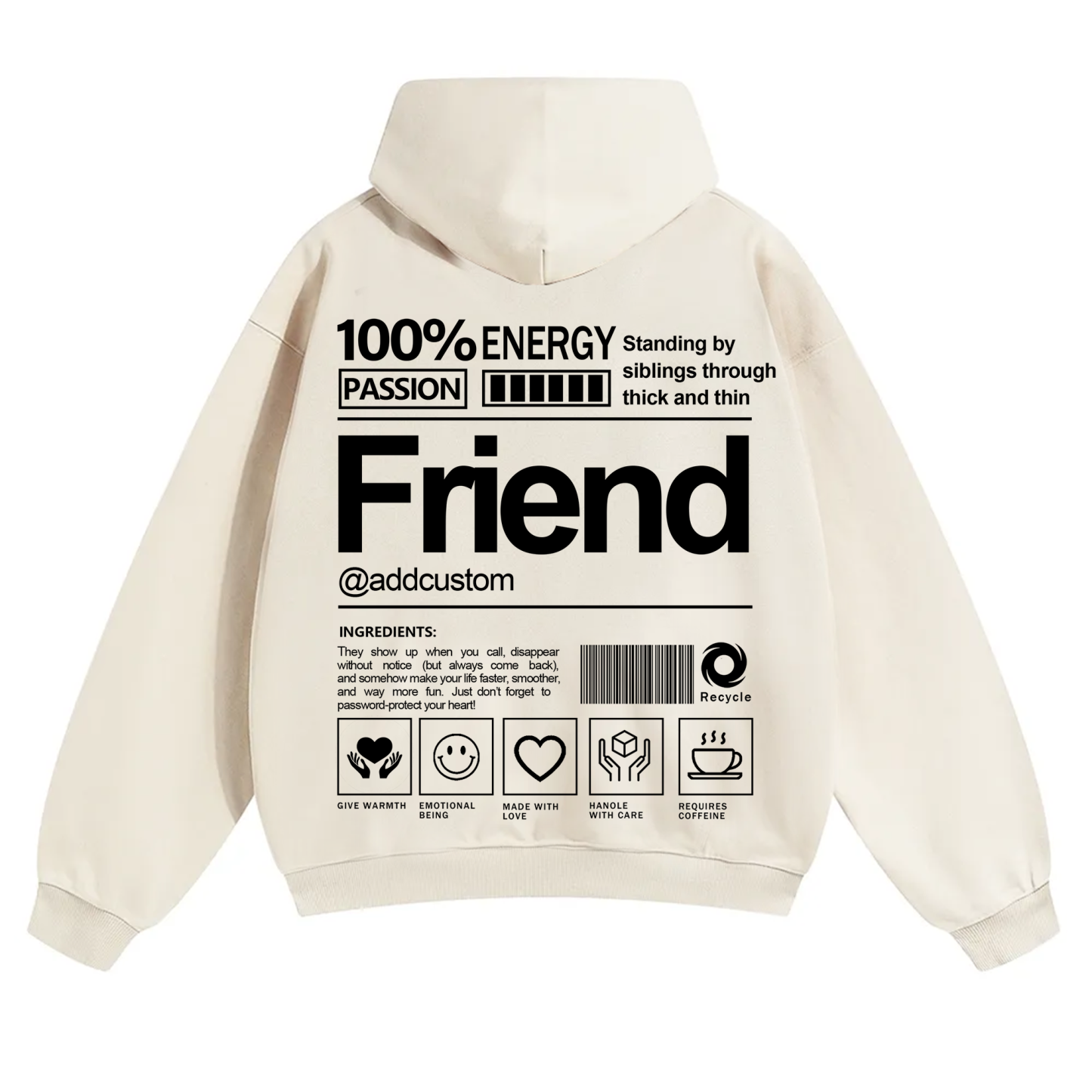 Friend Addcustom Solid Color Hoodie
