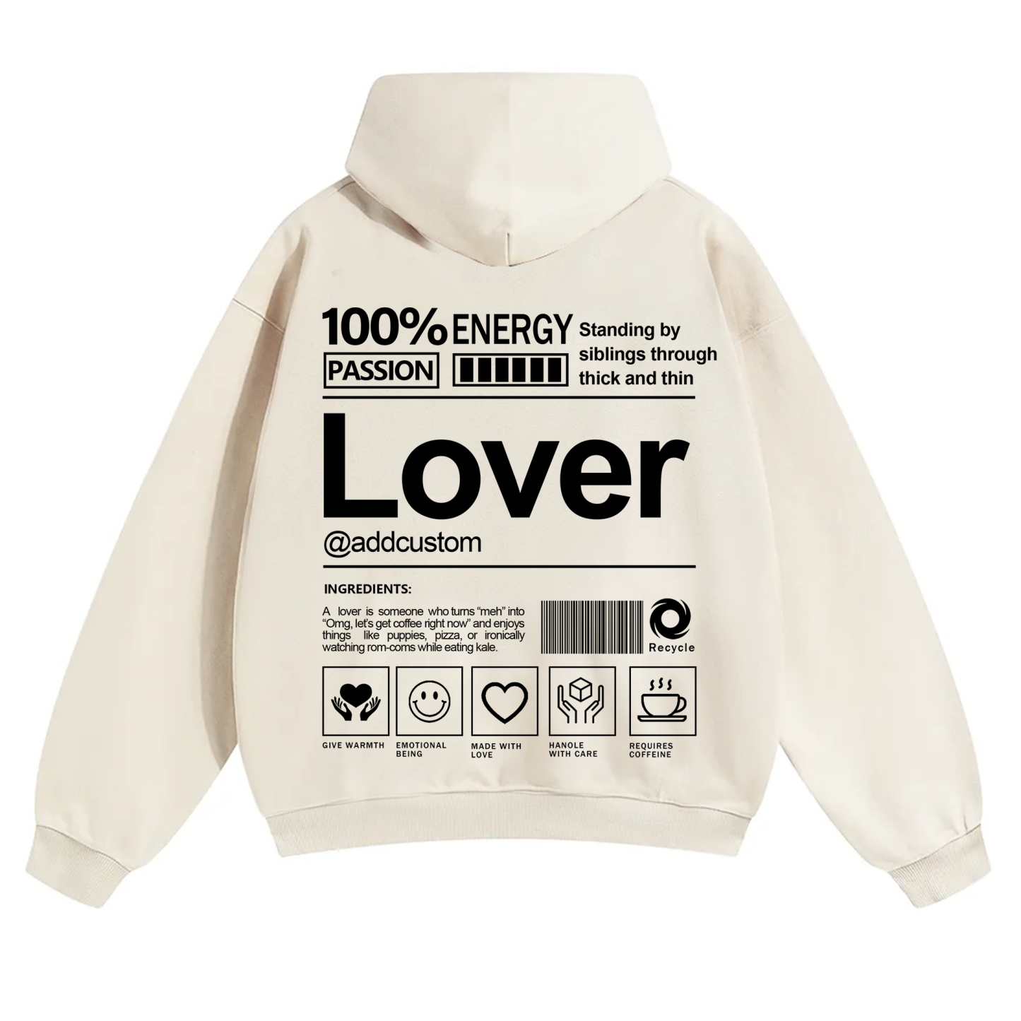 Lover Addcustom Solid Color Hoodie