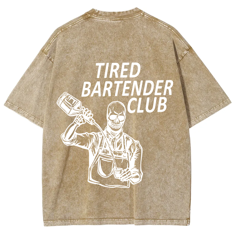 Tired Bartender Club Unisex Fit  Washed T-Shirt
