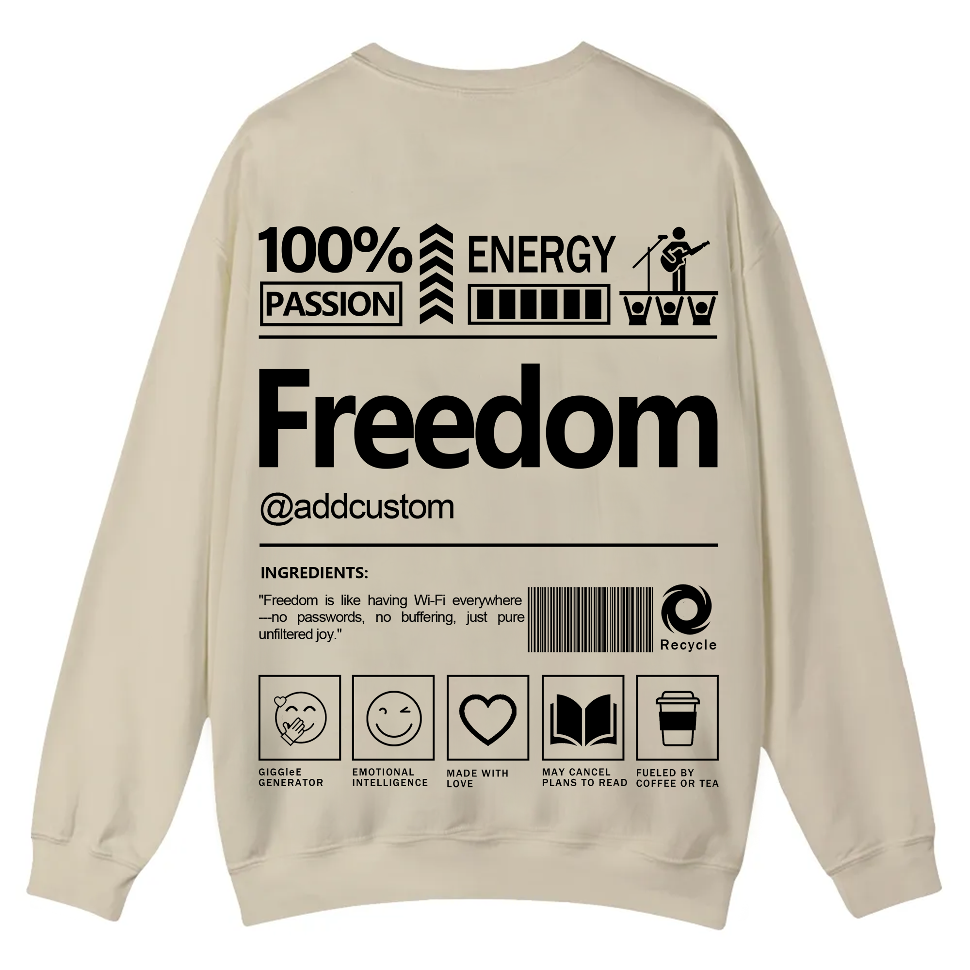 Freedom Addcustom Casual Crewneck Sweatshirt