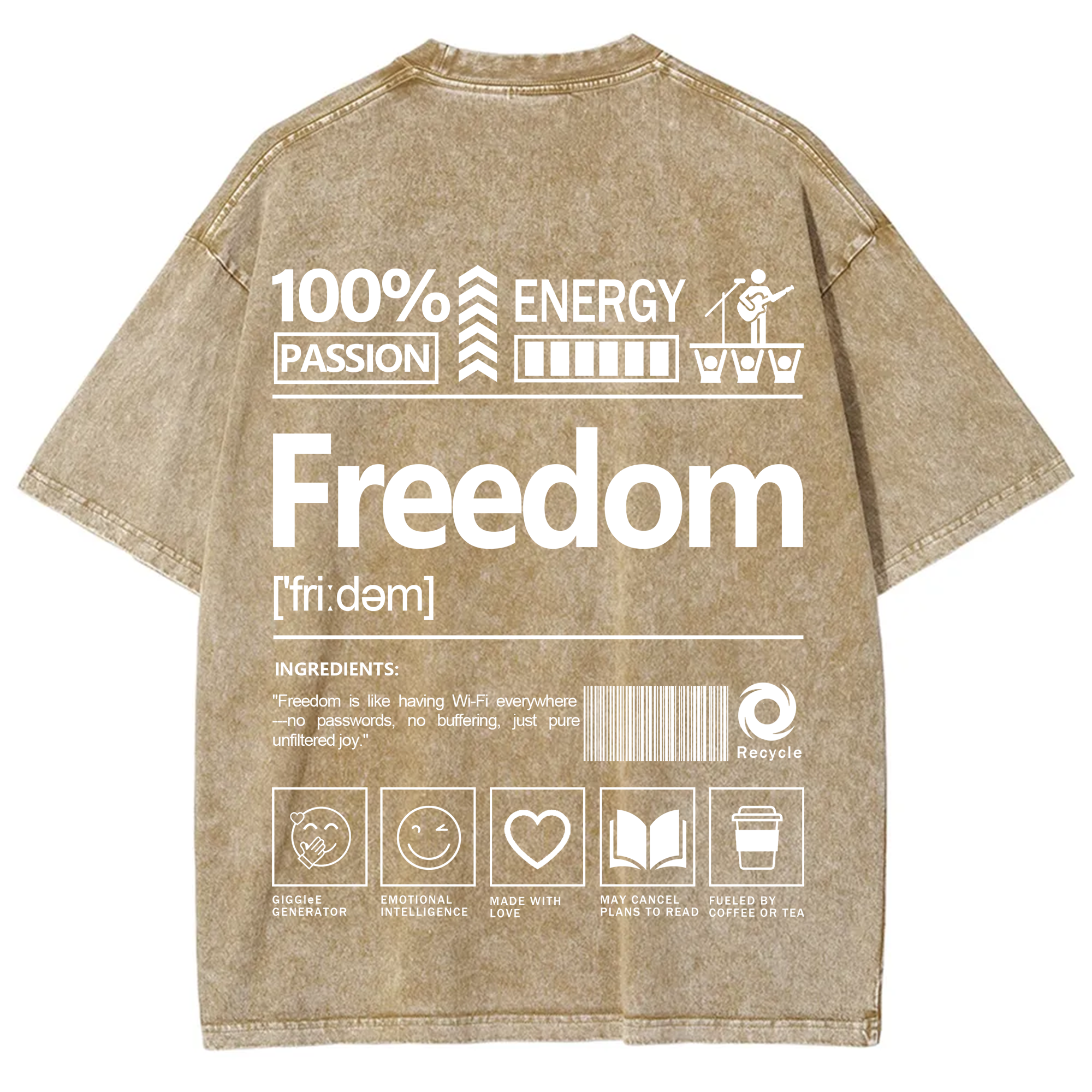 Freedom Unisex Fit Washed T-Shirt