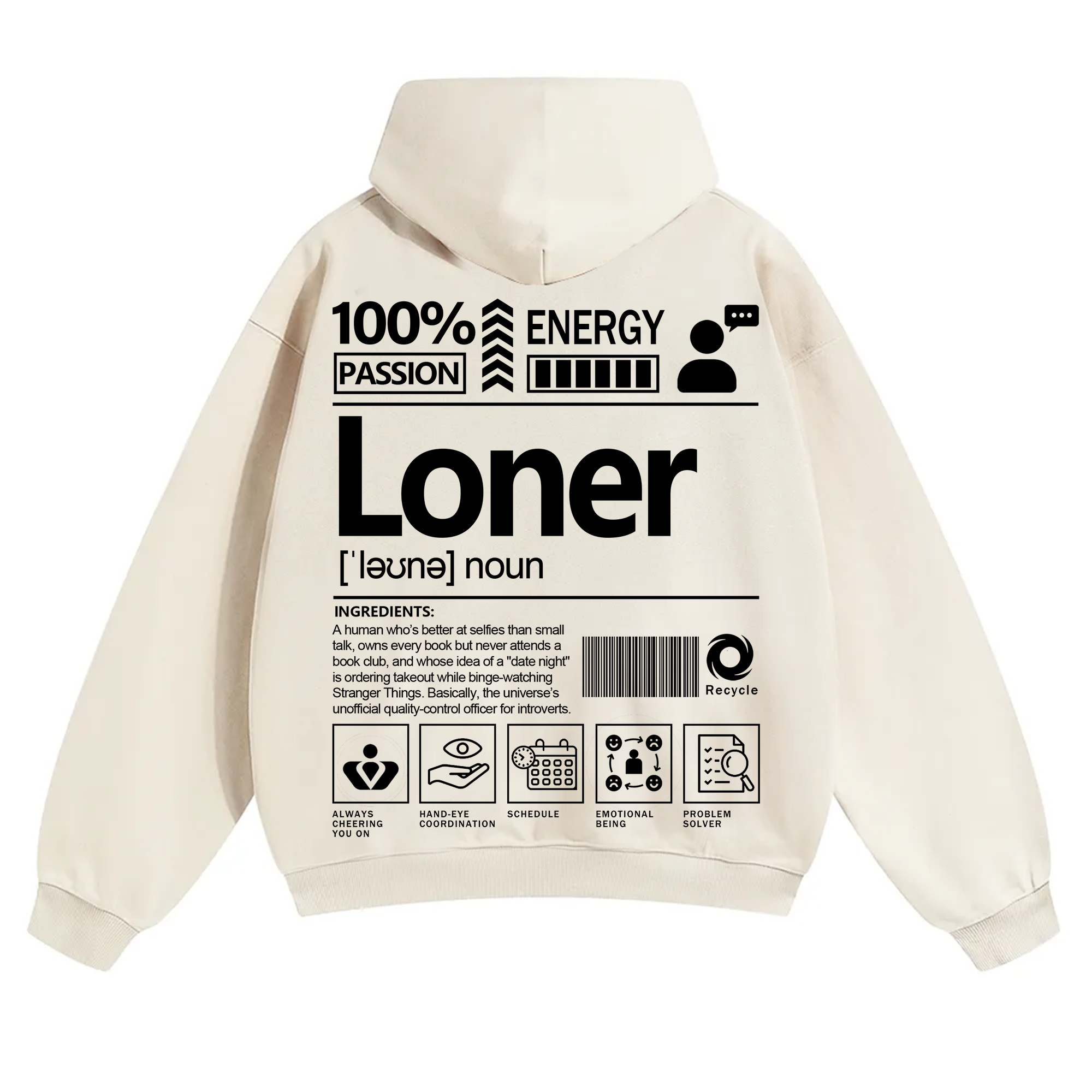 Loner Unisex Fit Solid Color Hoodie