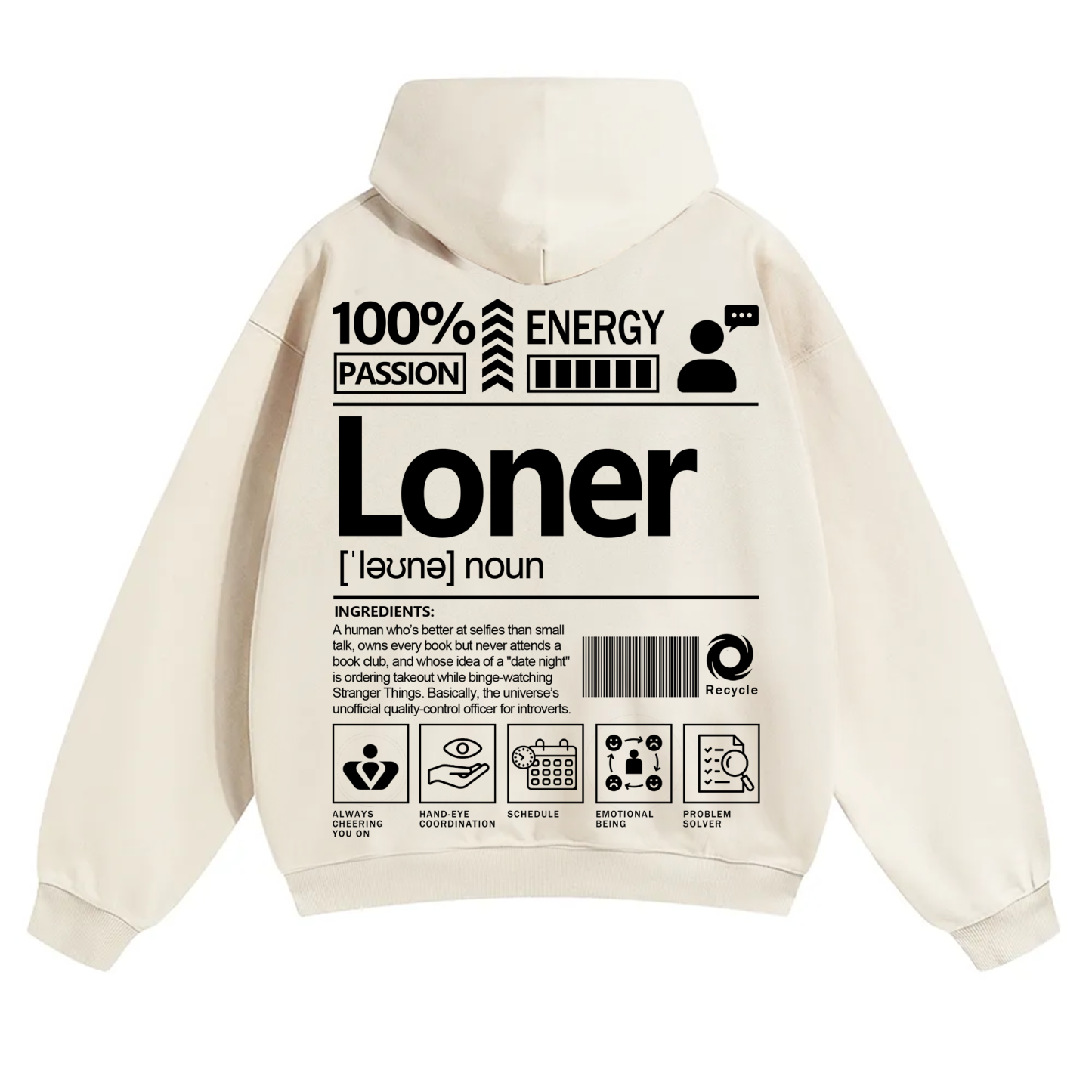Loner Unisex Fit Solid Color Hoodie