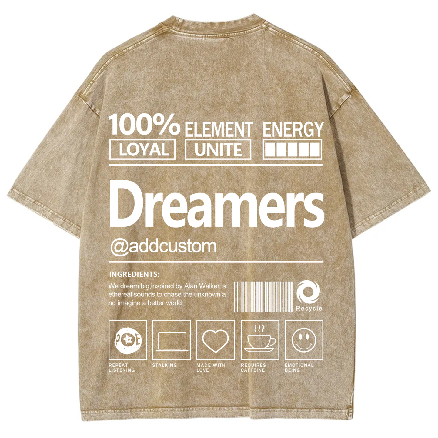 Dreamers Addcustom Unisex Fit Washed T-Shirt