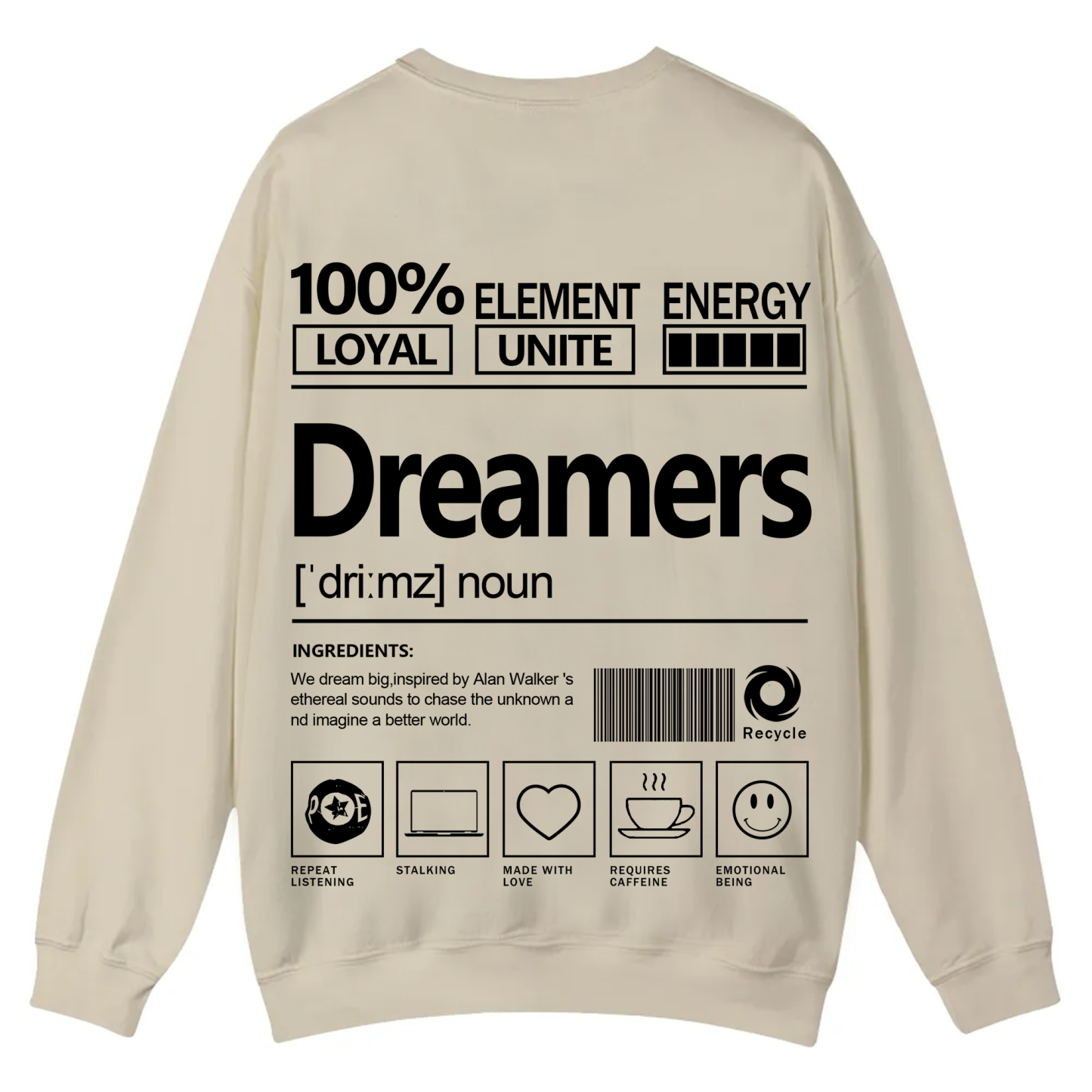 Dreamers Unisex Fit Casual Crewneck Sweatshirt