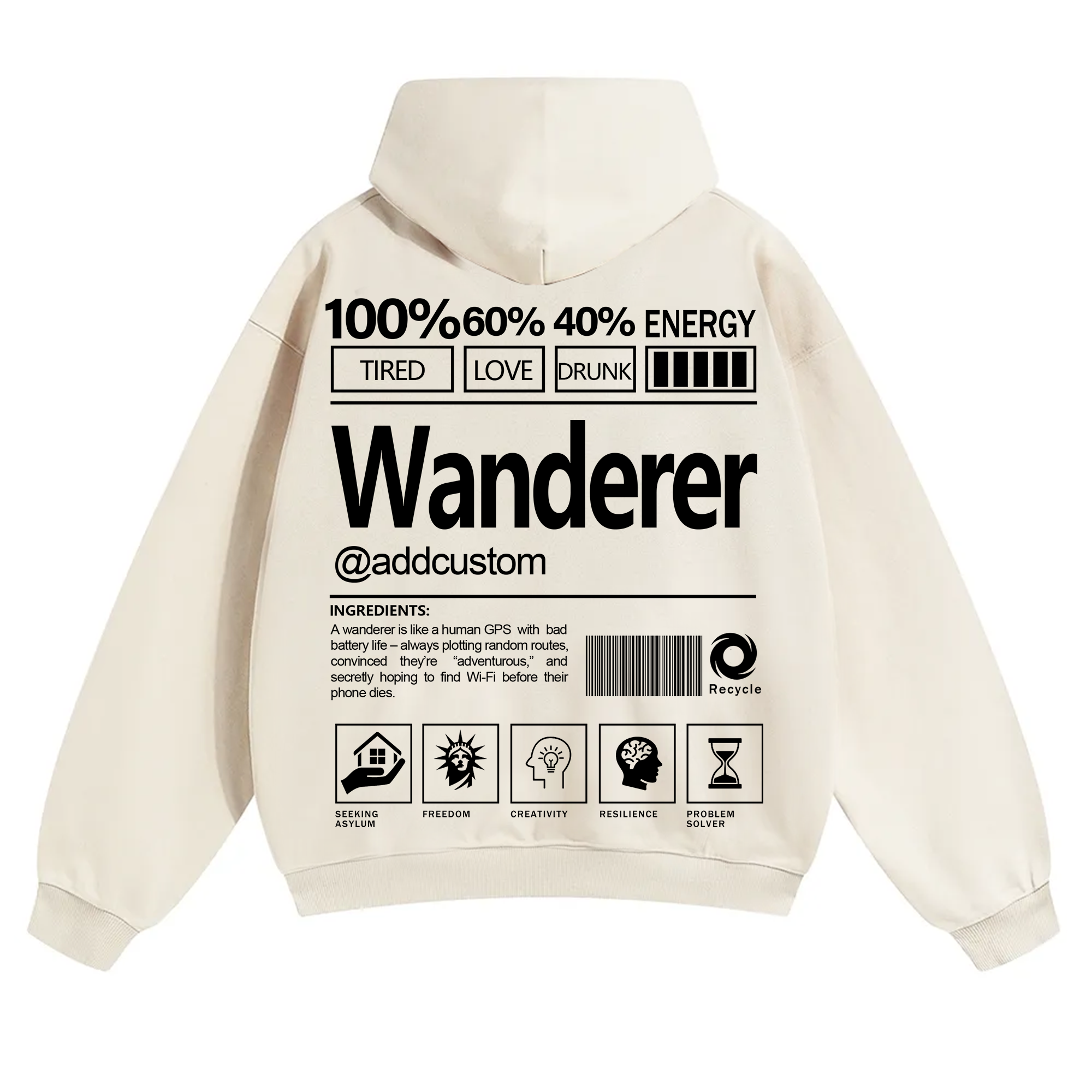 Wanderer Addcustom Unisex Fit Solid Color Hoodie