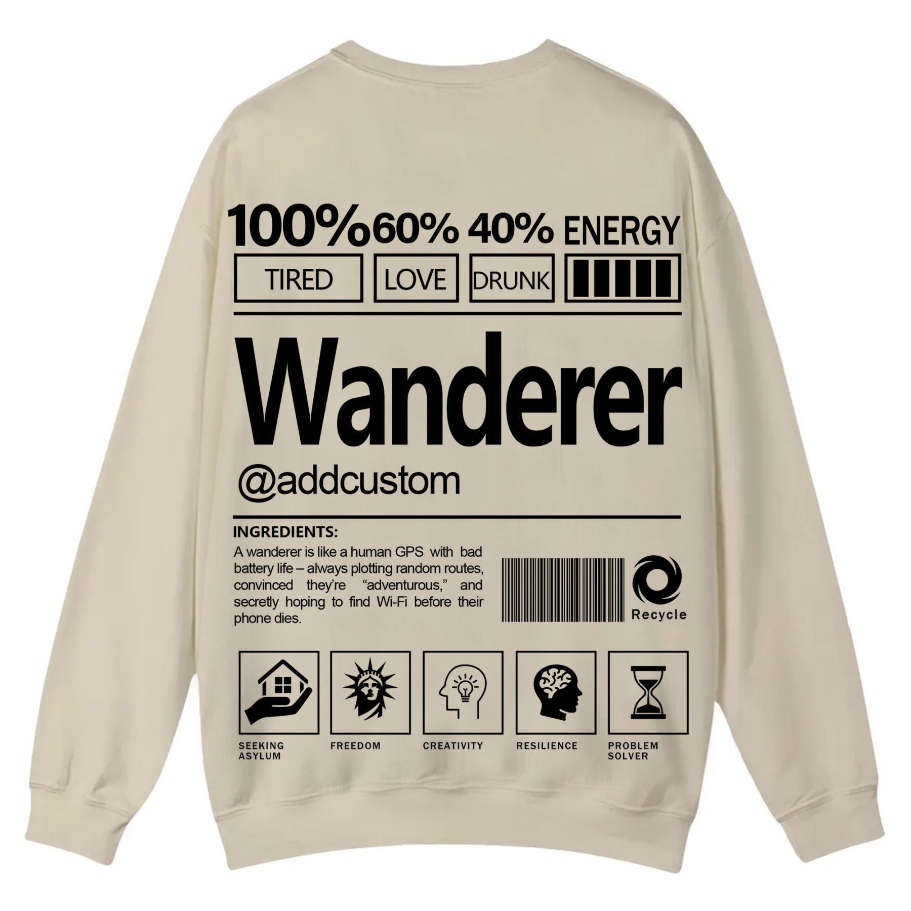Wanderer Addcustom Unisex Fit Casual Crewneck Sweatshirt