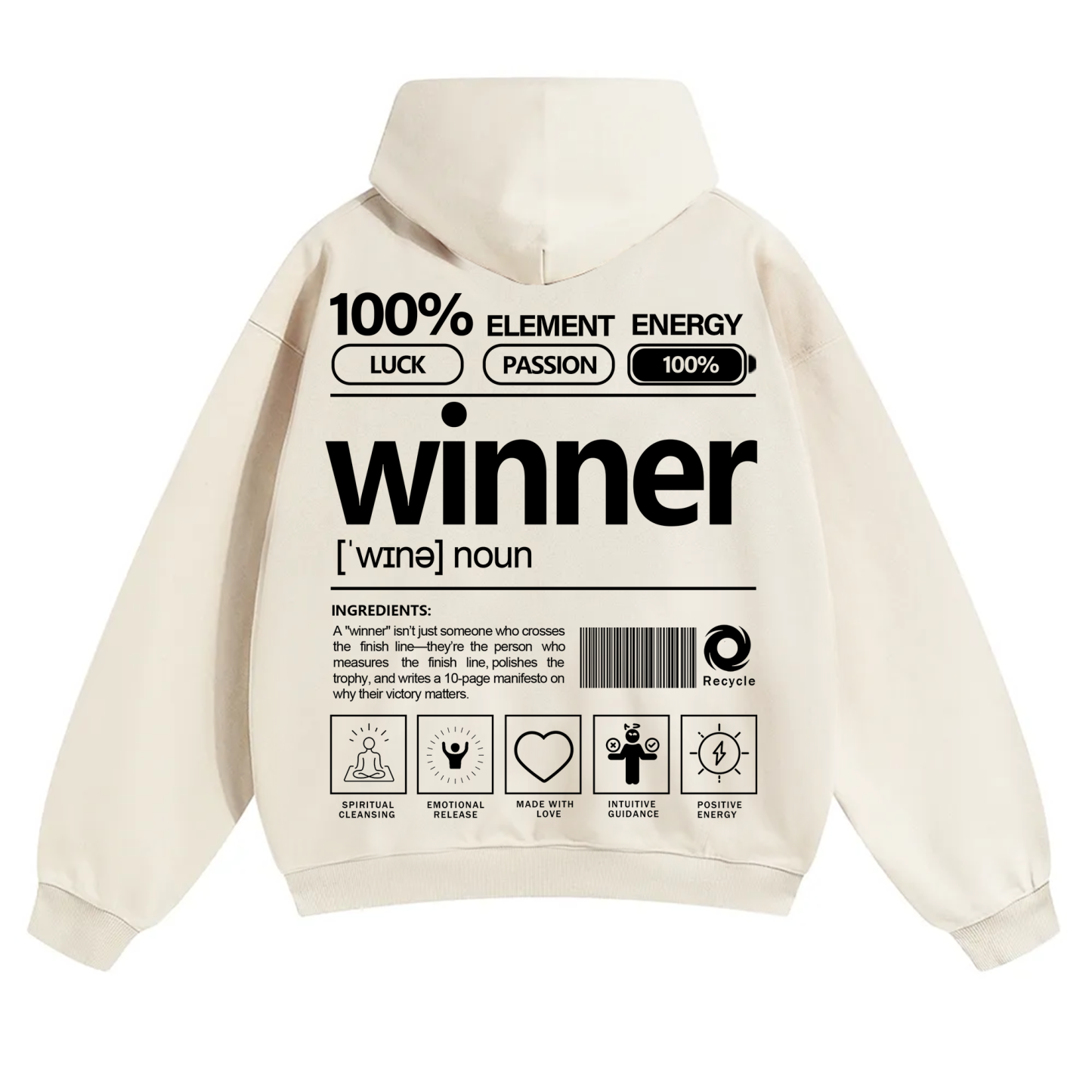Winner Unisex Fit Solid Color Hoodie