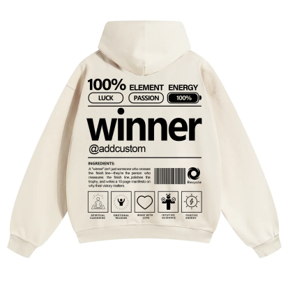 Winner Addcustom Unisex Fit Solid Color Hoodie