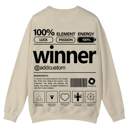 Winner Addcustom Unisex Fit Casual Crewneck Sweatshirt