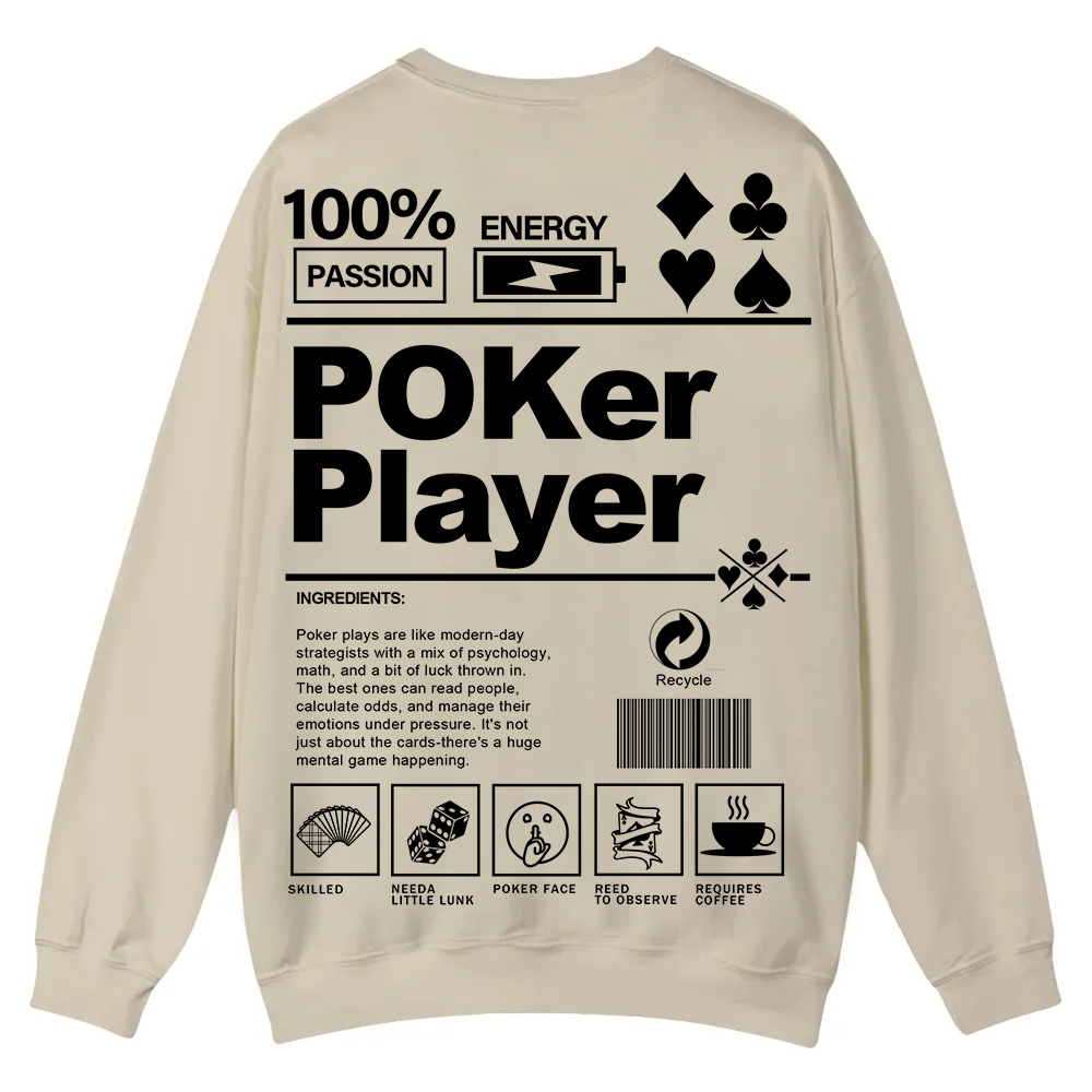 Poker Player Unisex Casual Crewneck Sweatshirt