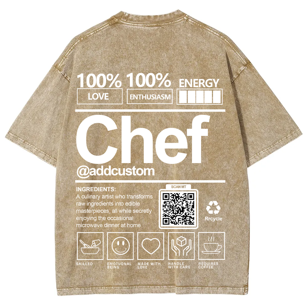 Chef Addcustom QR Code Unisex Fit Washed T-Shirt