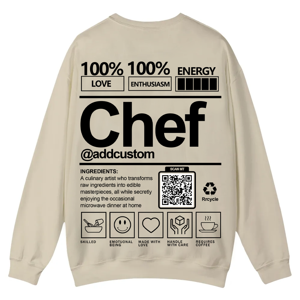 Chef Addcustom QR Code Casual Crewneck Sweatshirt