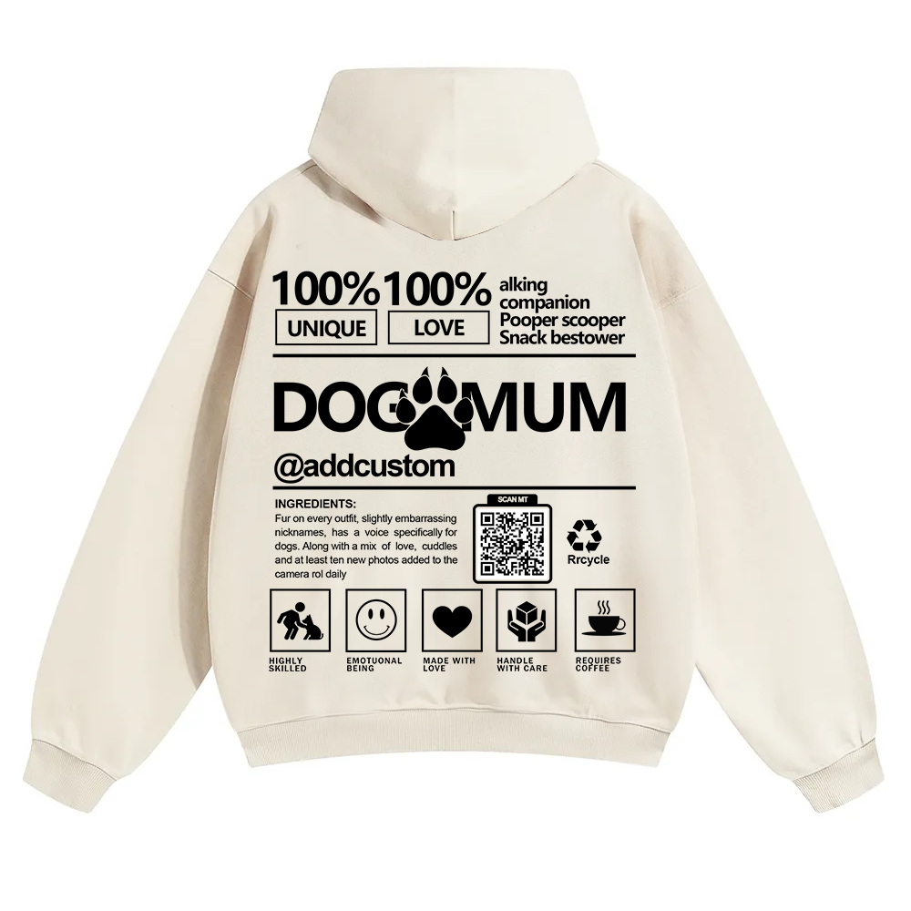 Dog Mum  Addcustom QR Code Name Solid Color Hoodie