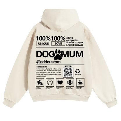 Dog Mum  Addcustom QR Code Name Solid Color Hoodie