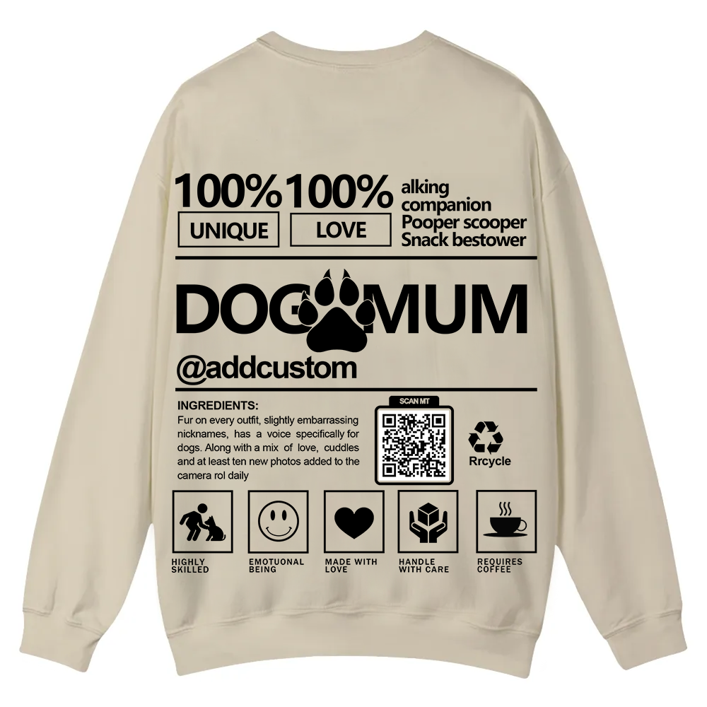 Dog Mum  Addcustom QR Code Name Unisex Casual Crewneck Sweatshirt