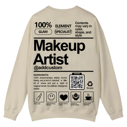 Wearishow Makeup Artist Addcustom QR Code Casual Crewneck Sweatshirt