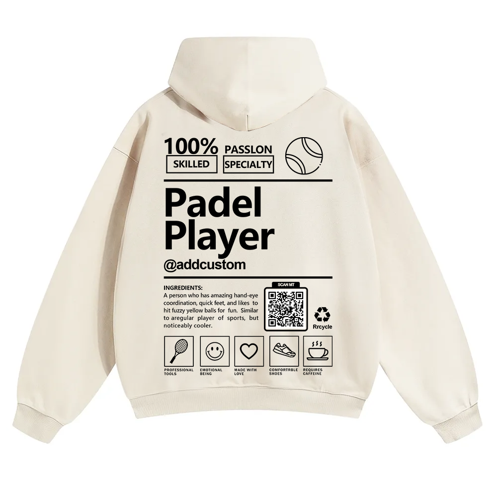 Padel player Addcustom QR Code Solid Color Hoodie wearishow
