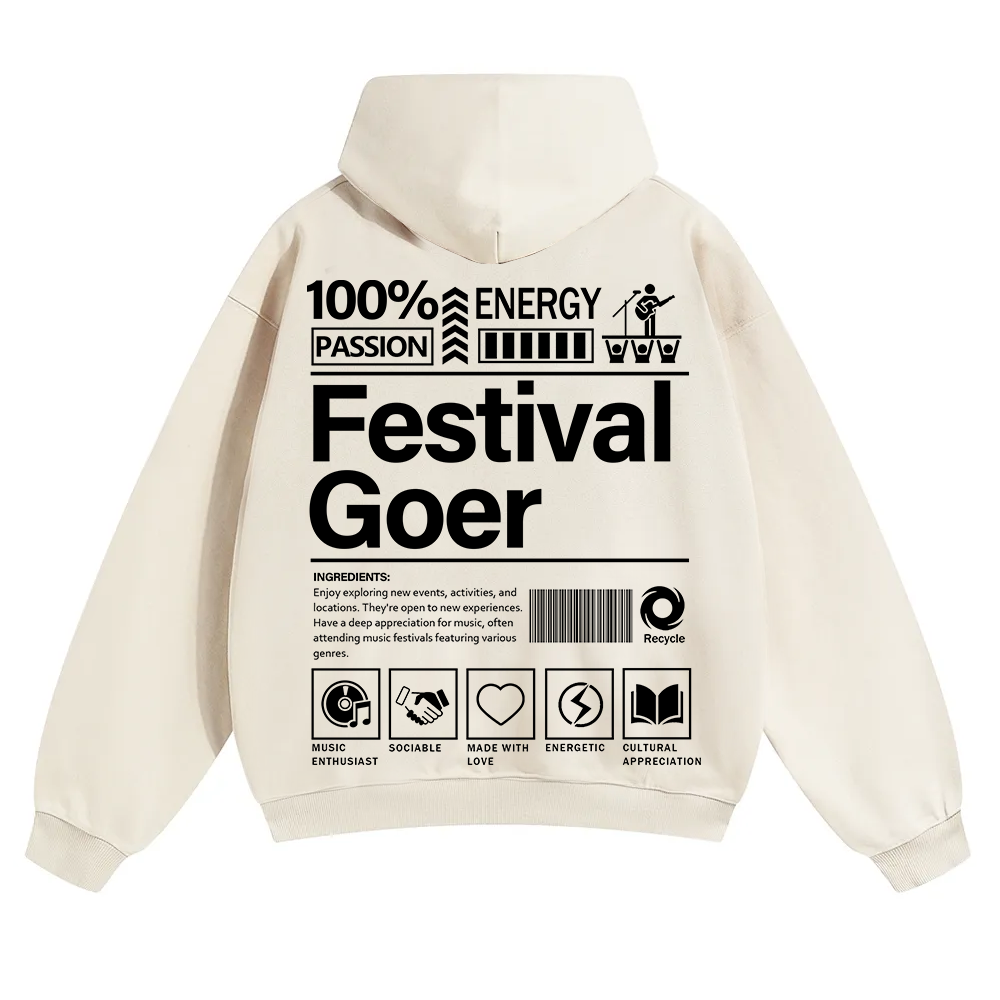 Festival Goer Solid Color Hoodie wearishow