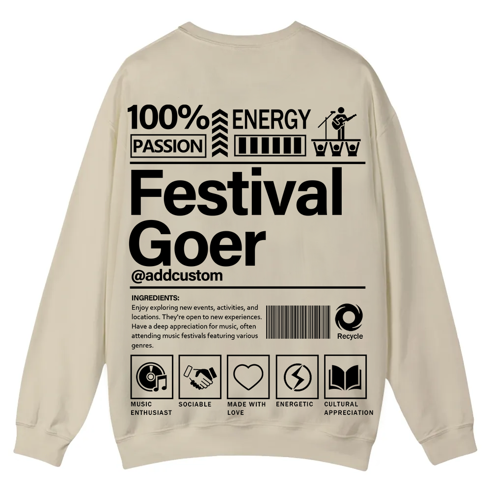 Festival Goer Custom Unisex Casual Crewneck Sweatshirt wearishow