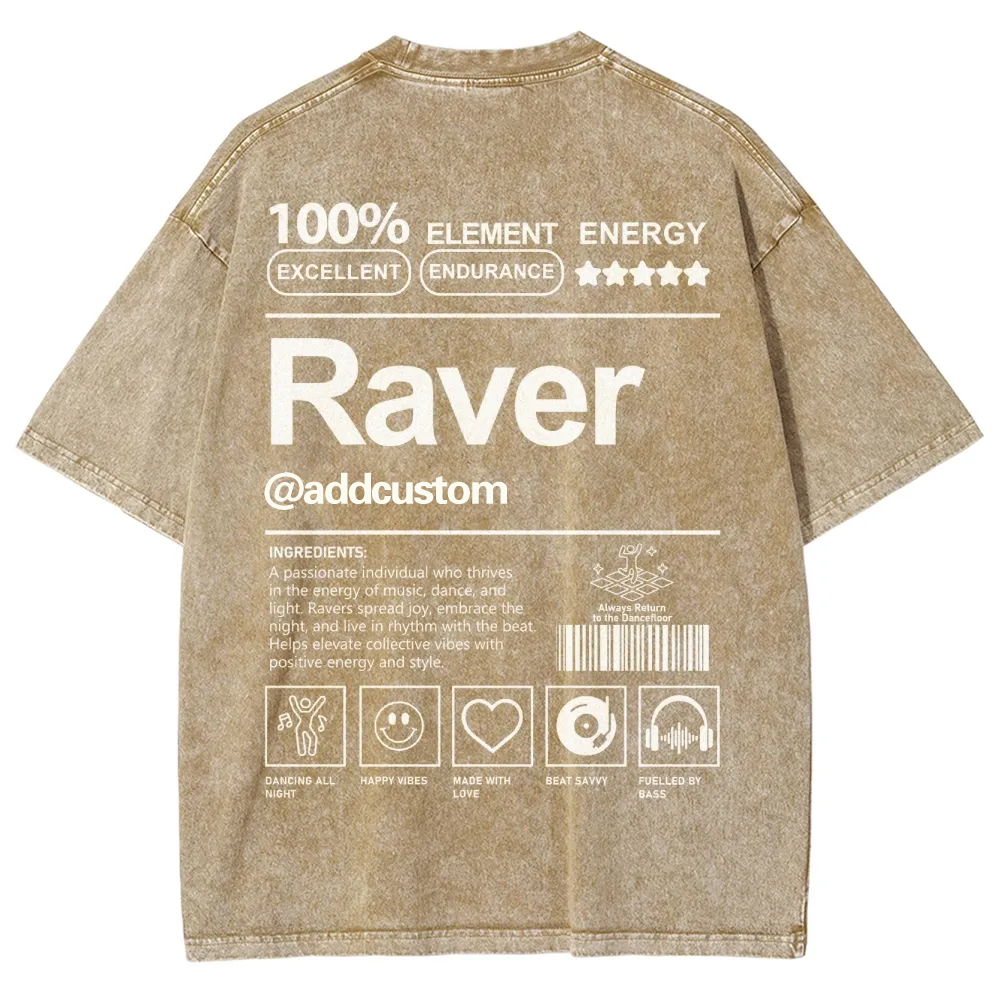 Addcustom Raver Unisex Fit Washed T-Shirt wearishow