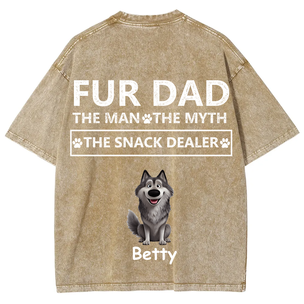 Fur Dad The Man The Myth The Snack Dealer - Personalized Custom Unisex  Washed T-shirt