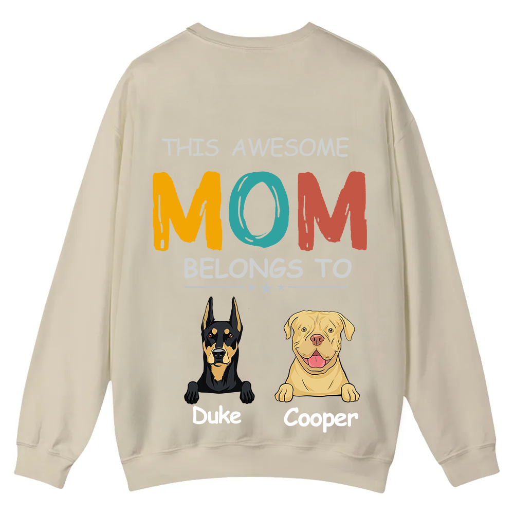 This Awesome Mom/Dad Belongs To - Personalized Custom Unisex Casual Crewneck Sweatshirt