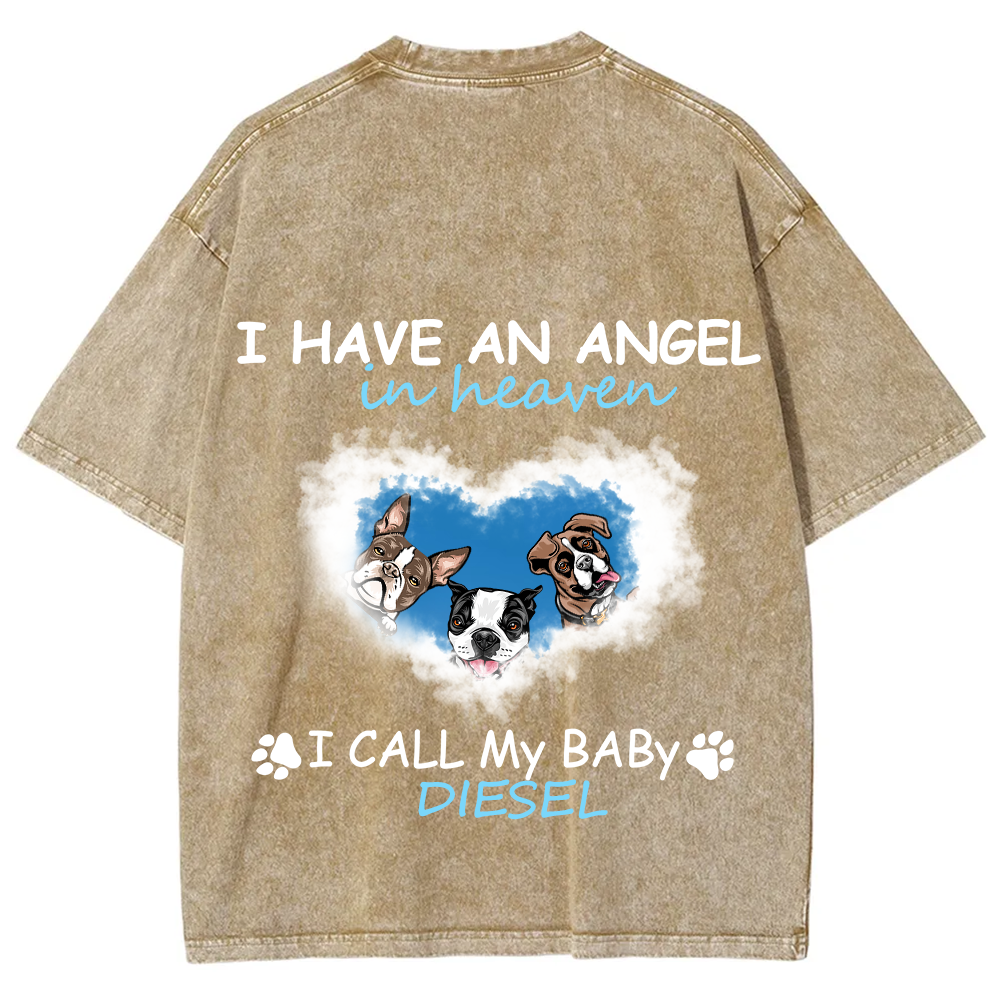 Have An Angel In Heaven - Personalized Custom Unisex Fit Washed T-Shirt wearishow