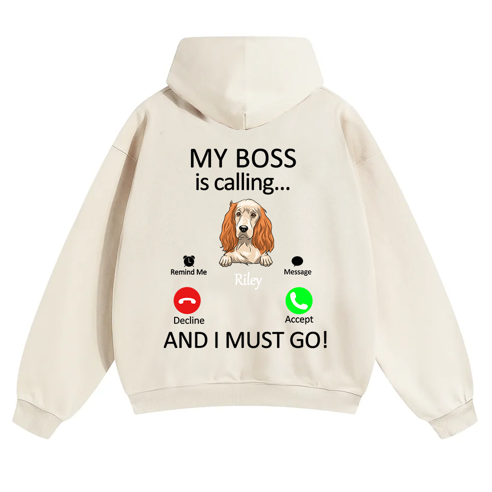 Dog Boss Calling - Personalized Custom Unisex Soild Color Hoodies wearishow