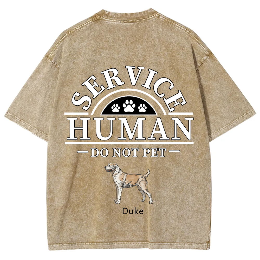 Service Human, Do Not Pet 2 - Personalized Custom Unisex Fit Washed T-Shirt wearishow