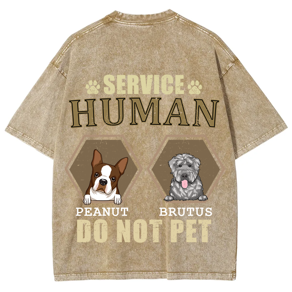 Service Human, Do Not Pet 4 - Personalized Custom Unisex Fit Washed T-Shirt wearishow